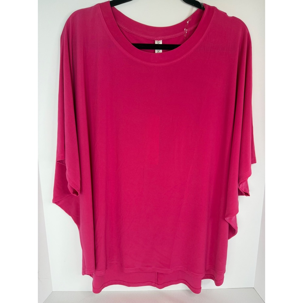 Dear Scarlett Pink Batwing Sleeve Relaxed Crew Neck Top XL Vacation Travel NWT